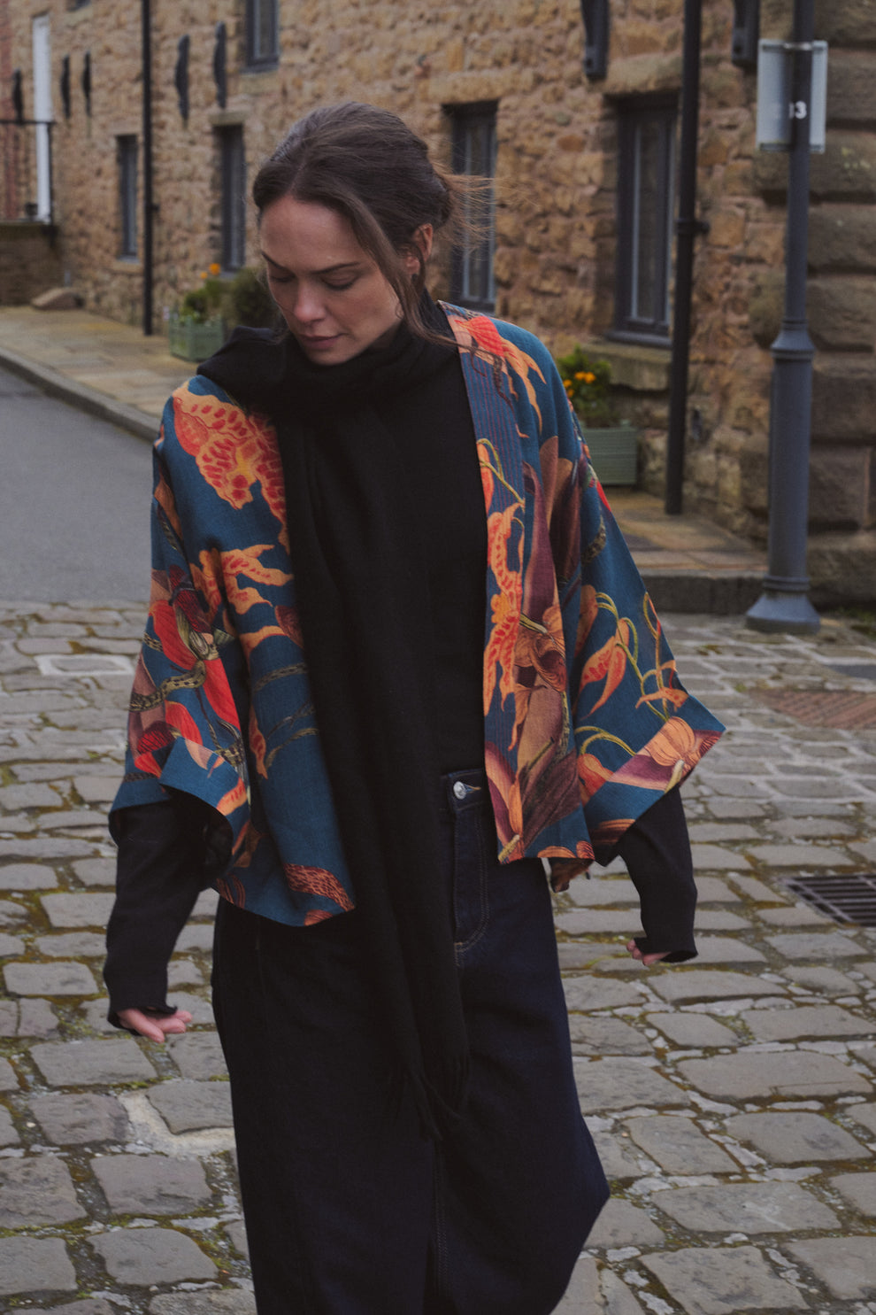 One Hundred Stars Orchid Teal Wool Kimono
