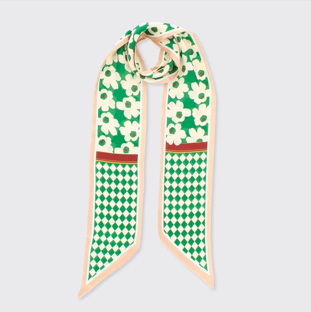 Roslyn Floral Tie Scarf - Green/Cream