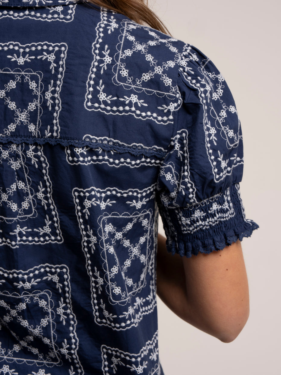 Brakeburn Marine Embroidered Blouse Navy