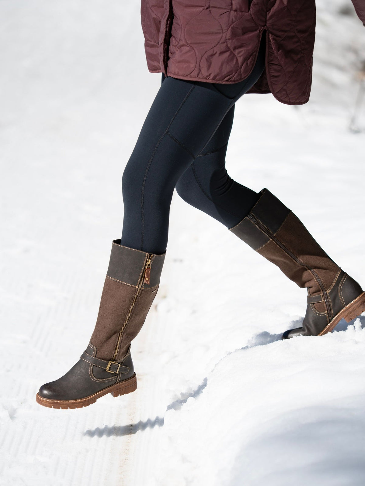 Lunar Joy Brown Waterproof Expanding Calf Long Boot
