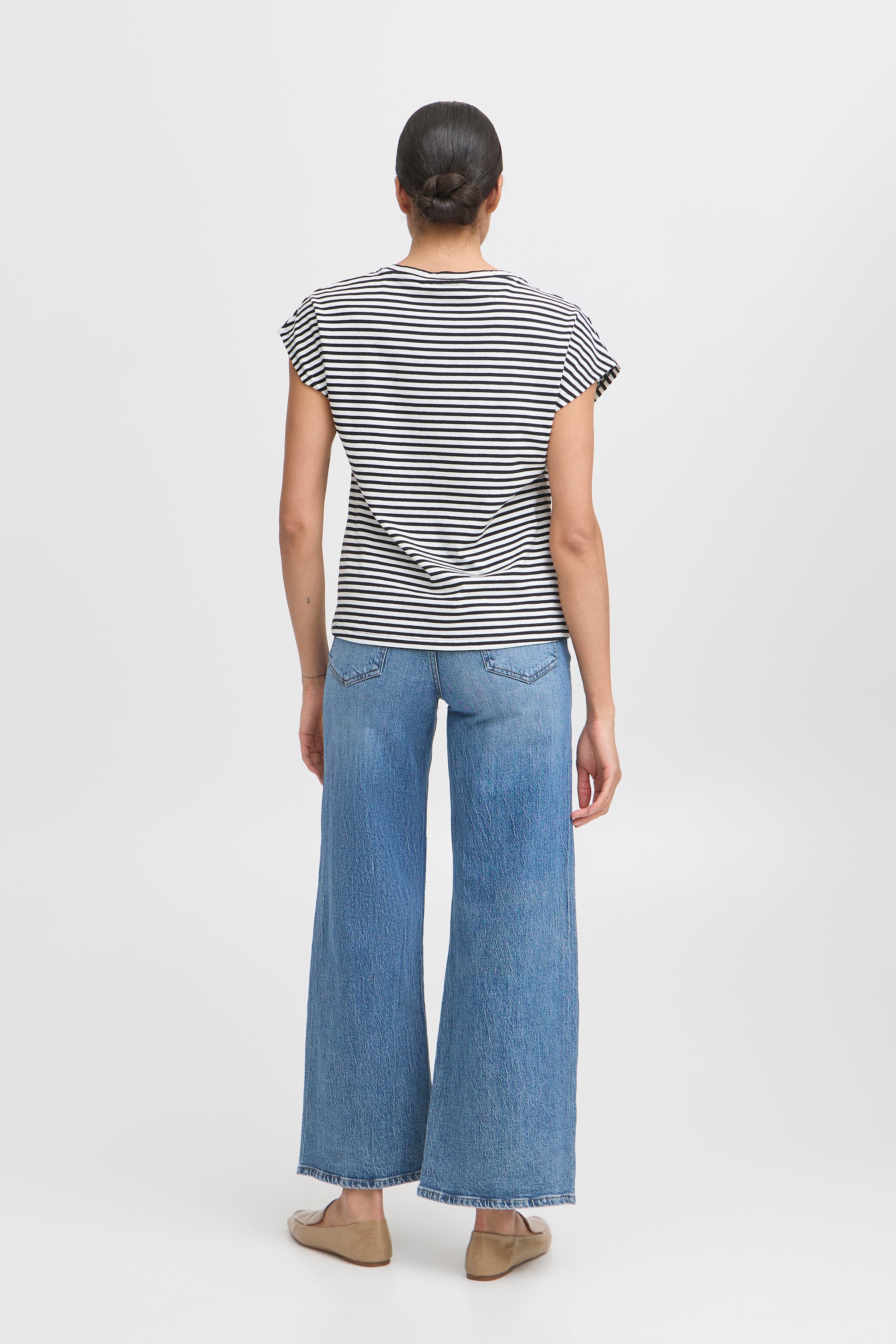 B young Bypandinna Striped Tee-Shirts & Tops-White finn