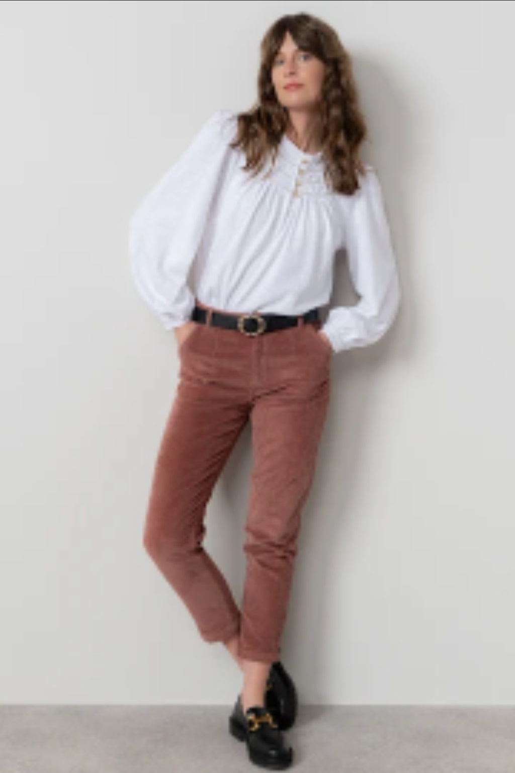 Lily and Me Luna Blouse Plain-White finn