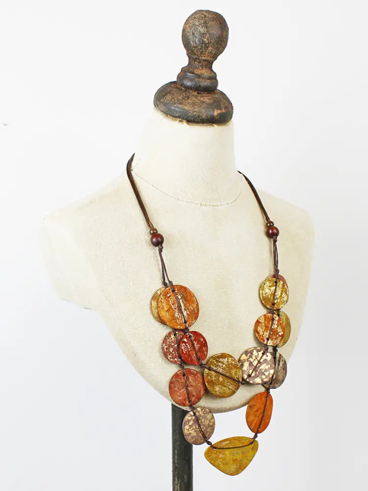 Suzie Blue Two Strand Shell Disc Necklace UJ6510