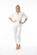 Orientique Cotton Gauze Essentials Top Pleated-Orientique-White finn