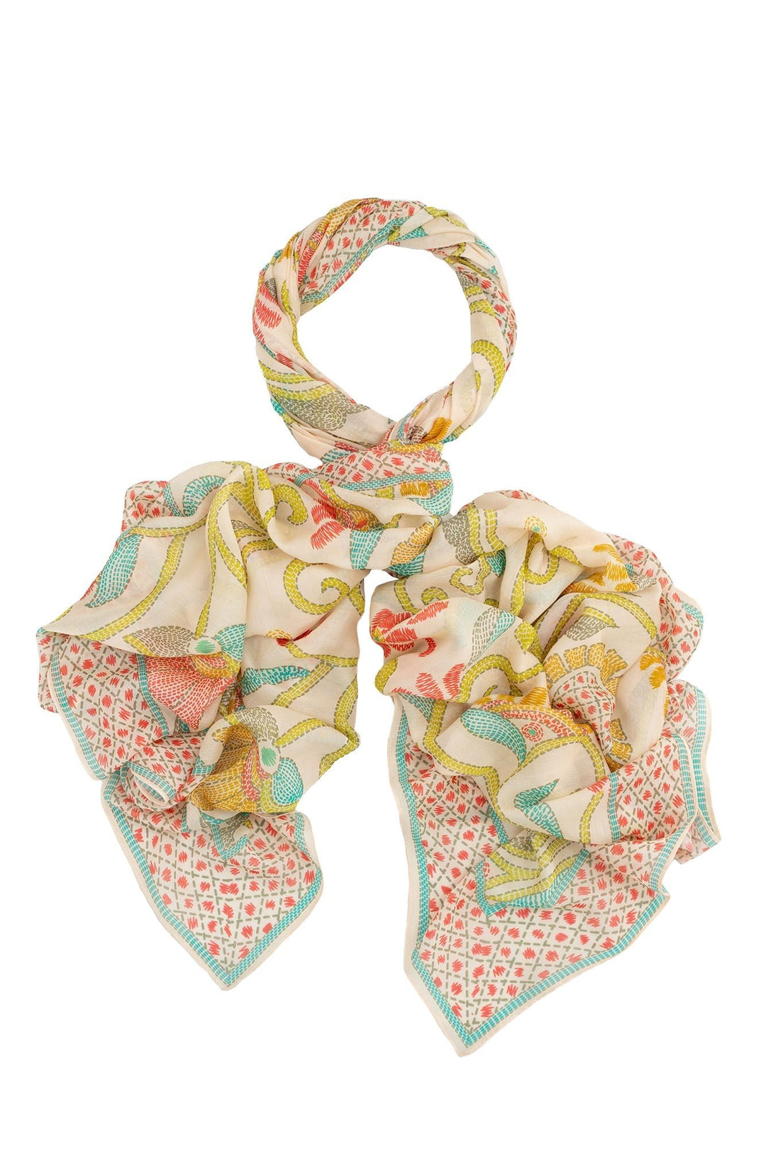 One Hundred Stars Giant Kantha Lime Scarf