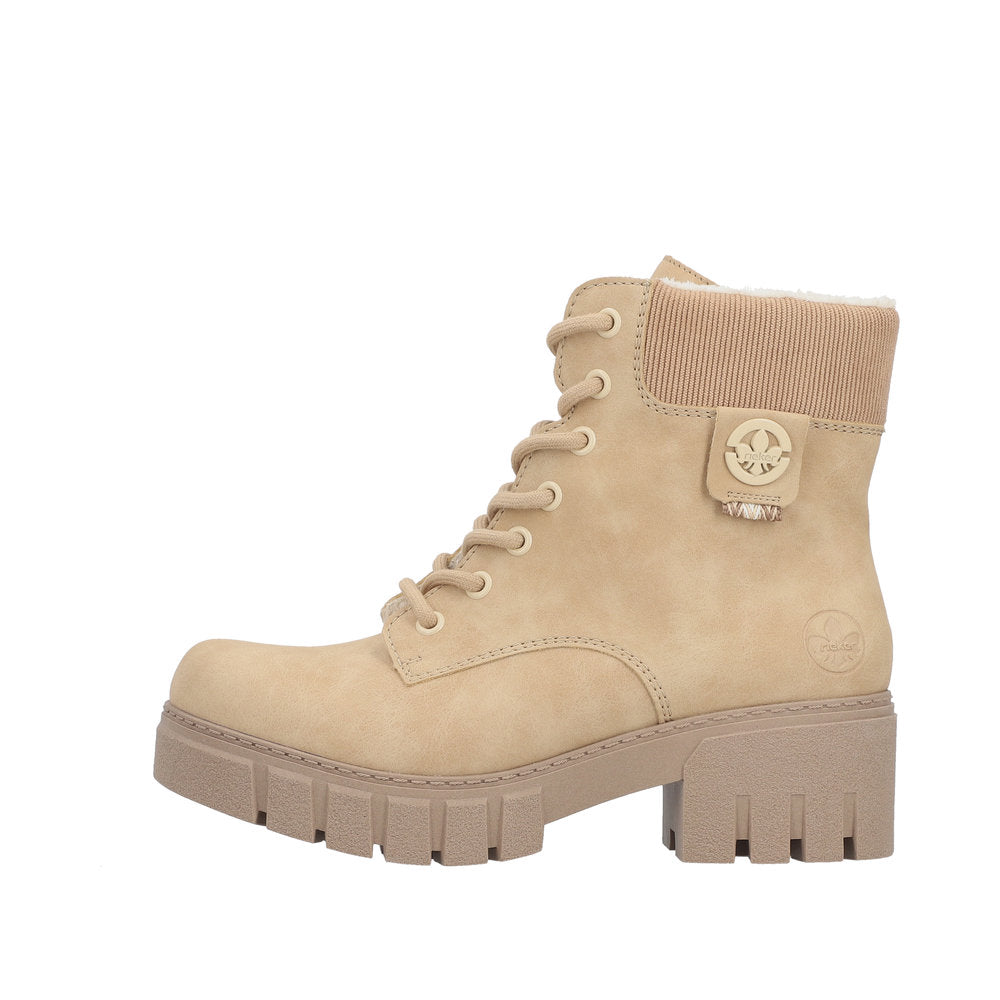 Rieker Cream Heel Boot 74532-Footwear-White finn