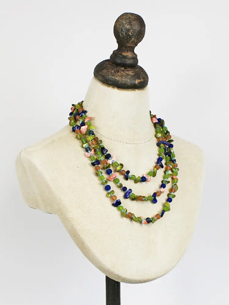 Suzie Blue Strand Shell and Glass Necklace DC6506