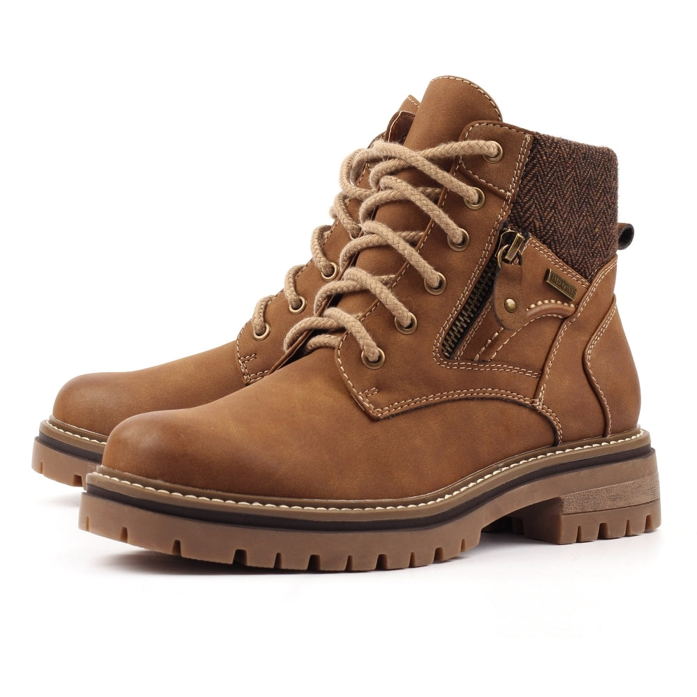 Lunar Caramel Waterproof Tan Ankle Boot-Footwear-White finn