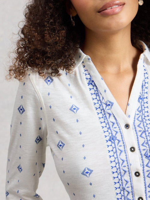White Stuff WOMENS ANNIE COLLARED SHIRT JERSEY