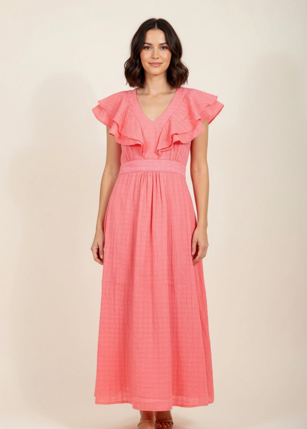 Pretty Vacant Gloria Dress in Pink Seersucker-Pretty Vacant-White finn