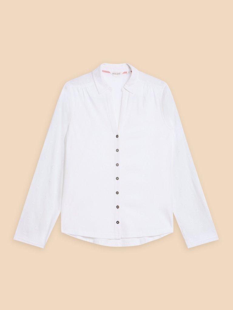 White Stuff Annie Mix Jersey Shirt-Shirt-White finn