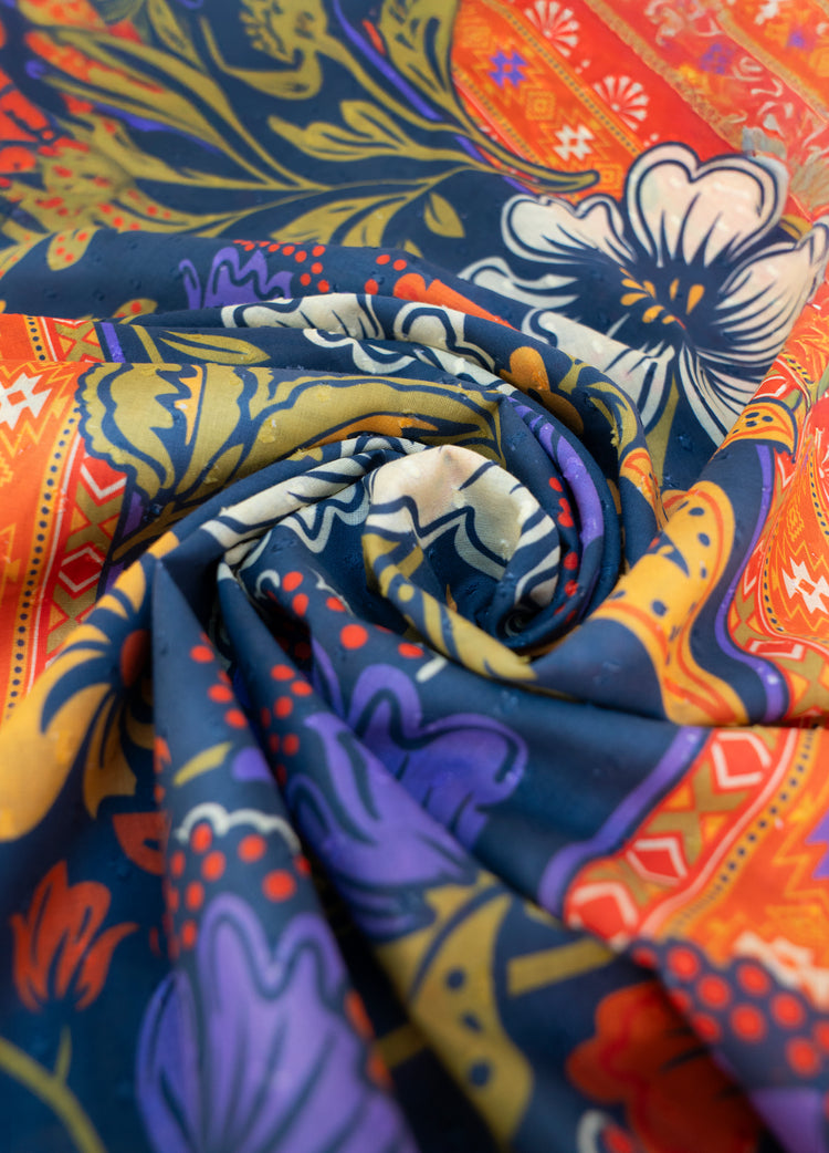 Powder Cotton Scarf - Trailing Floral in Navy-Powder-White finn