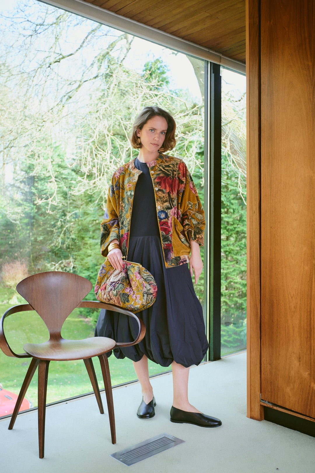 One Hundred Stars Primula Gold Velvet Jacket-Coats & Jackets-White finn