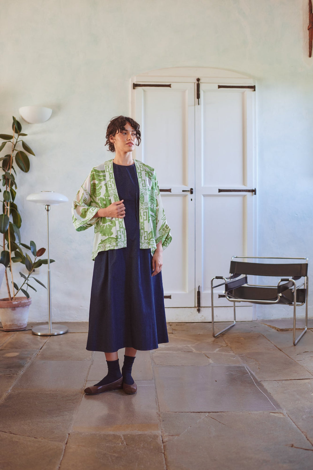 One Hundred Stars Giant Willow Green Kimono-One Hundred Stars-White finn