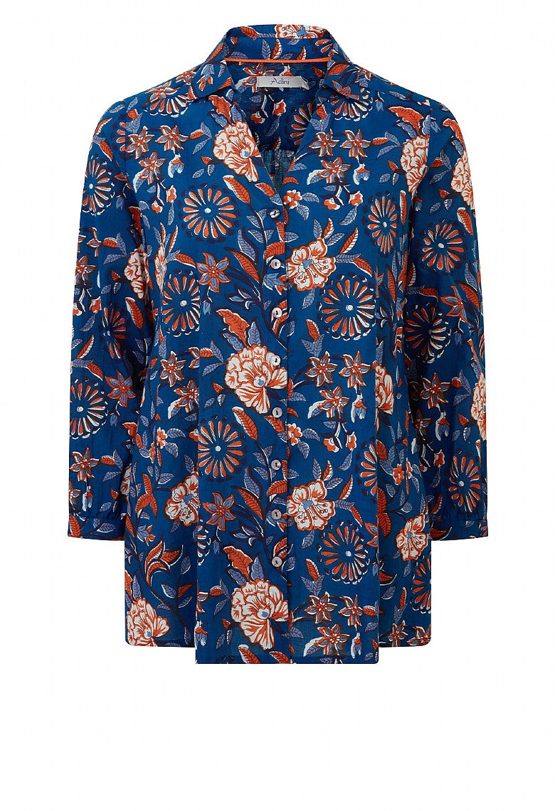 Adini Trailing Botanical Emma Shirt - Navy Mix-Adini-White finn