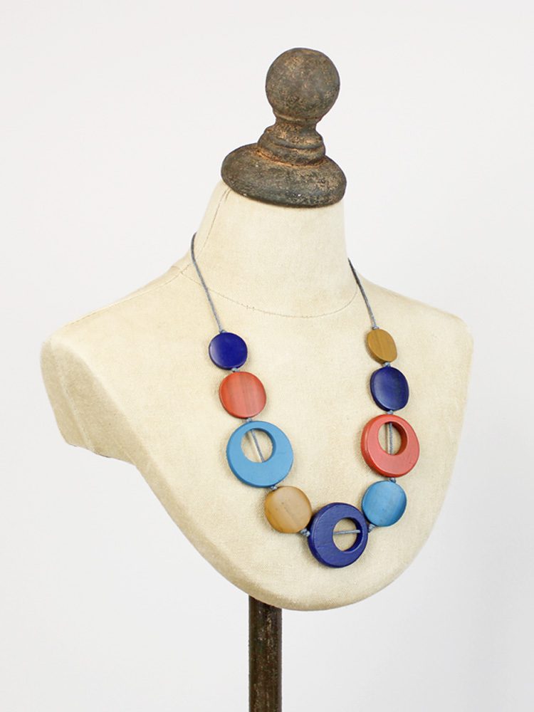 Wooden Disc and Hoop Necklace FB6603