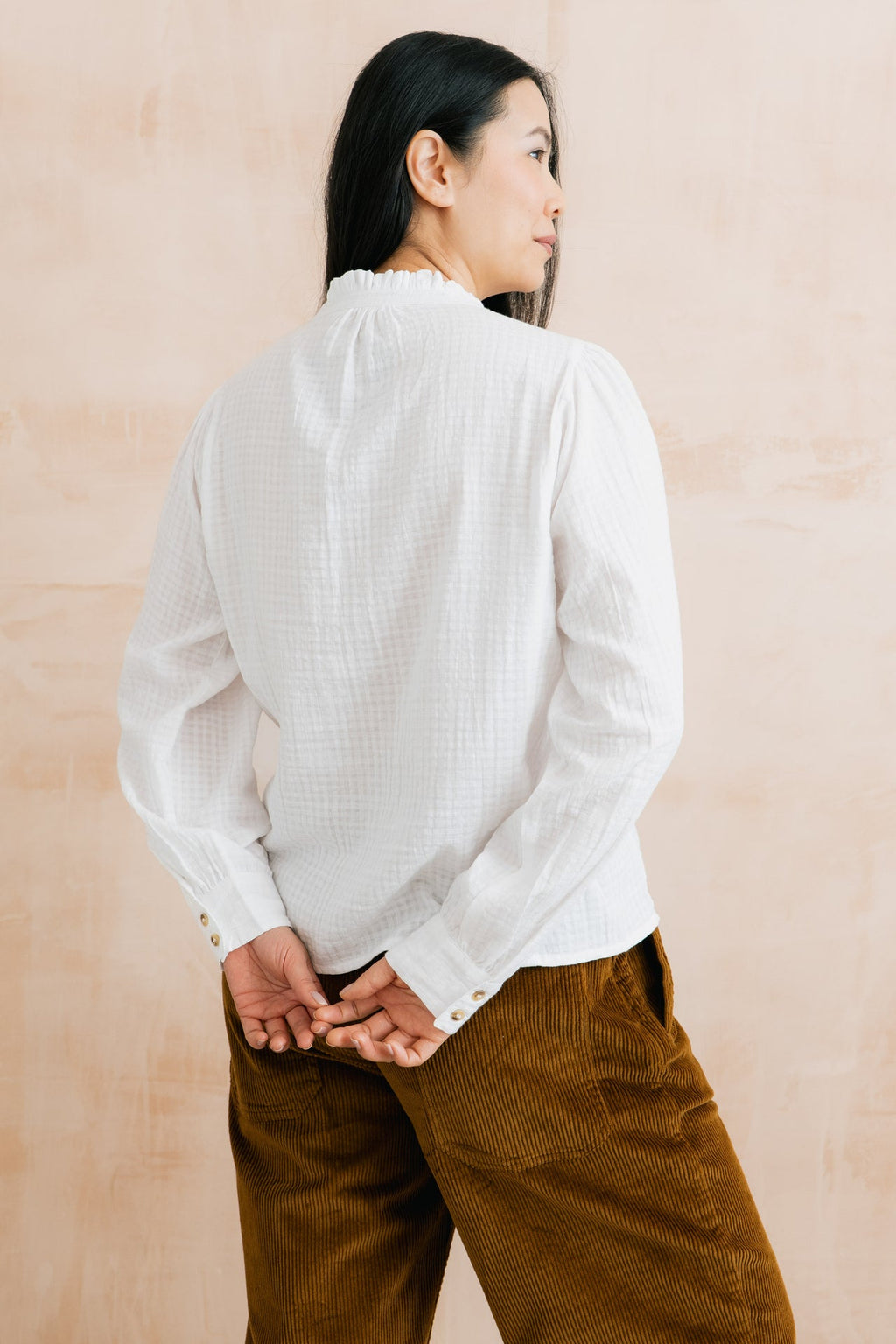 Lily and Me Flora Organic Cotton Pintuck Blouse White