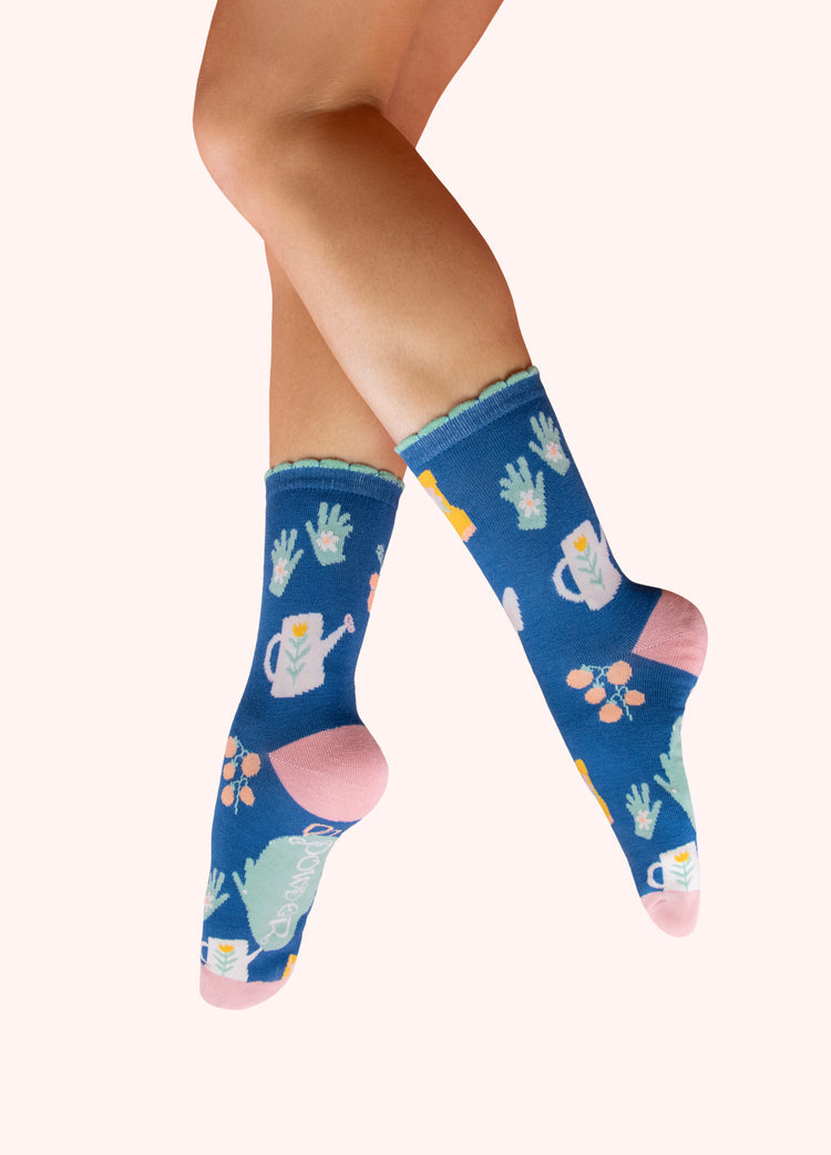 Powder Ladies Ankle Socks-Powder-White finn