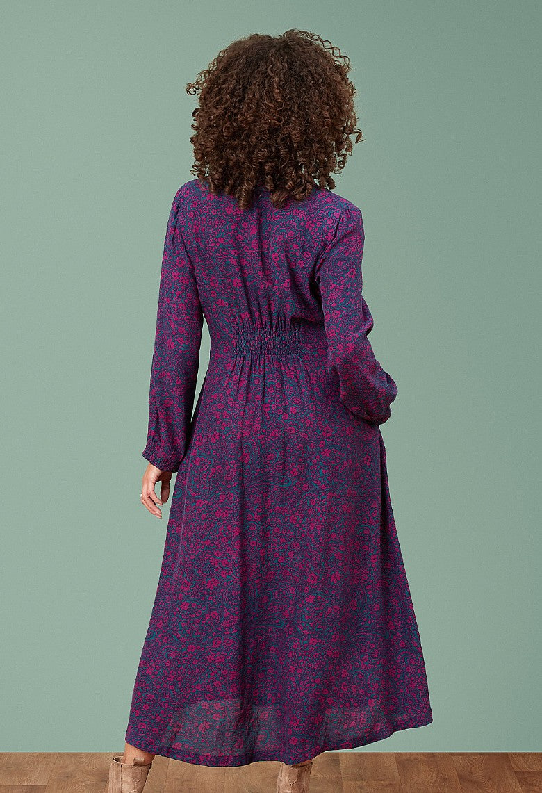 Adini Inky Swirl Maresha Dress - Fushsia