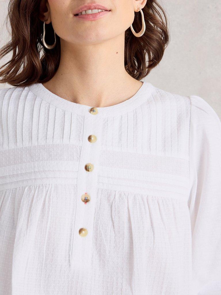 White Stuff Isla Half Button Top-Shirts & Tops-White finn