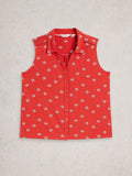 White Stuff Amy Embroidered Sleeveless Shirt-Shirts & Tops-10-Red-