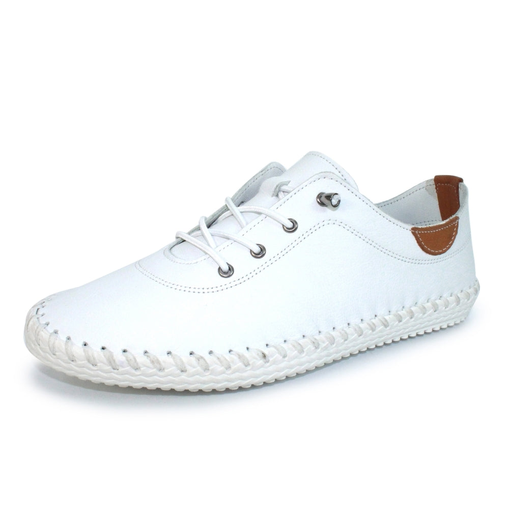 Lunar St. Ives White Leather Plimsoll-Lunar-White finn