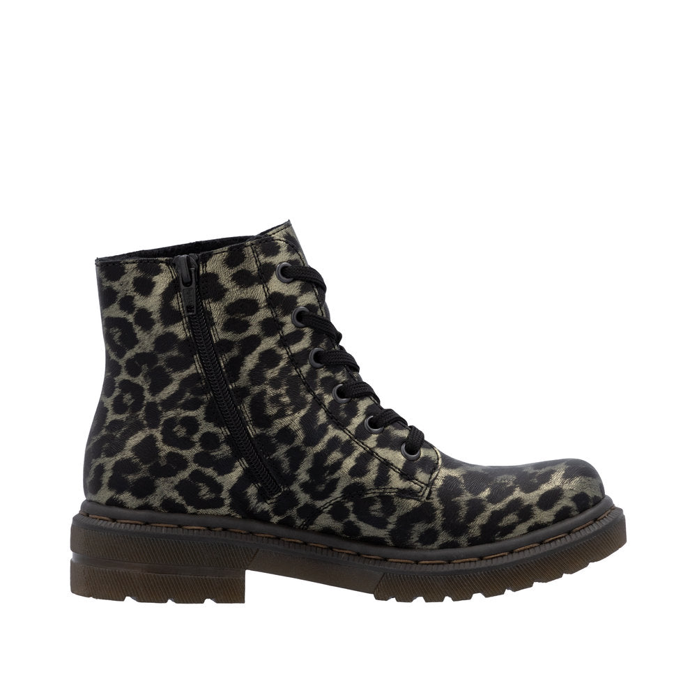 Rieker Animal Print Boot 78240 -00-Footwear-White finn