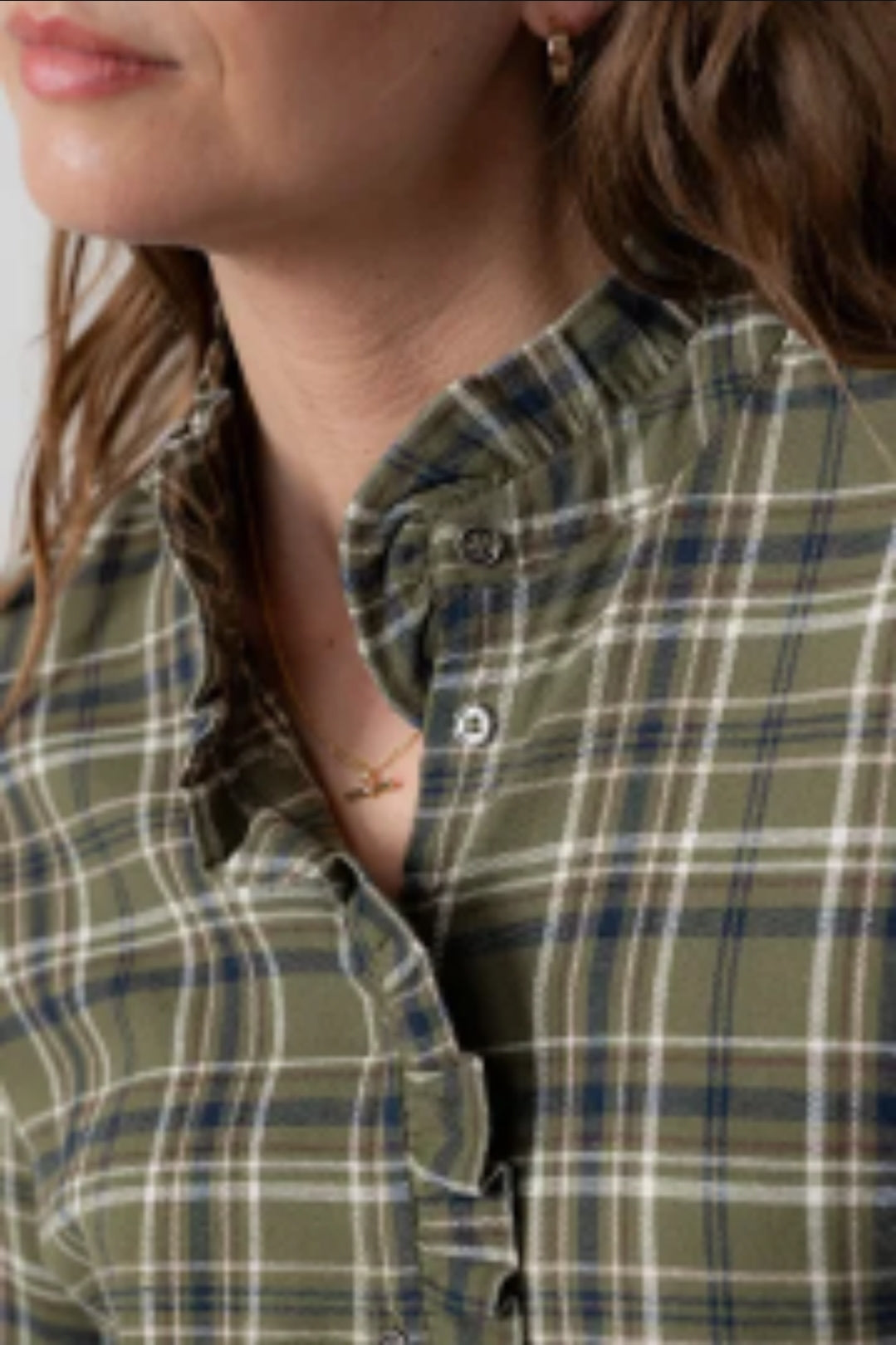 Lily and Me Sage Frill Shirt Multi Check-White finn