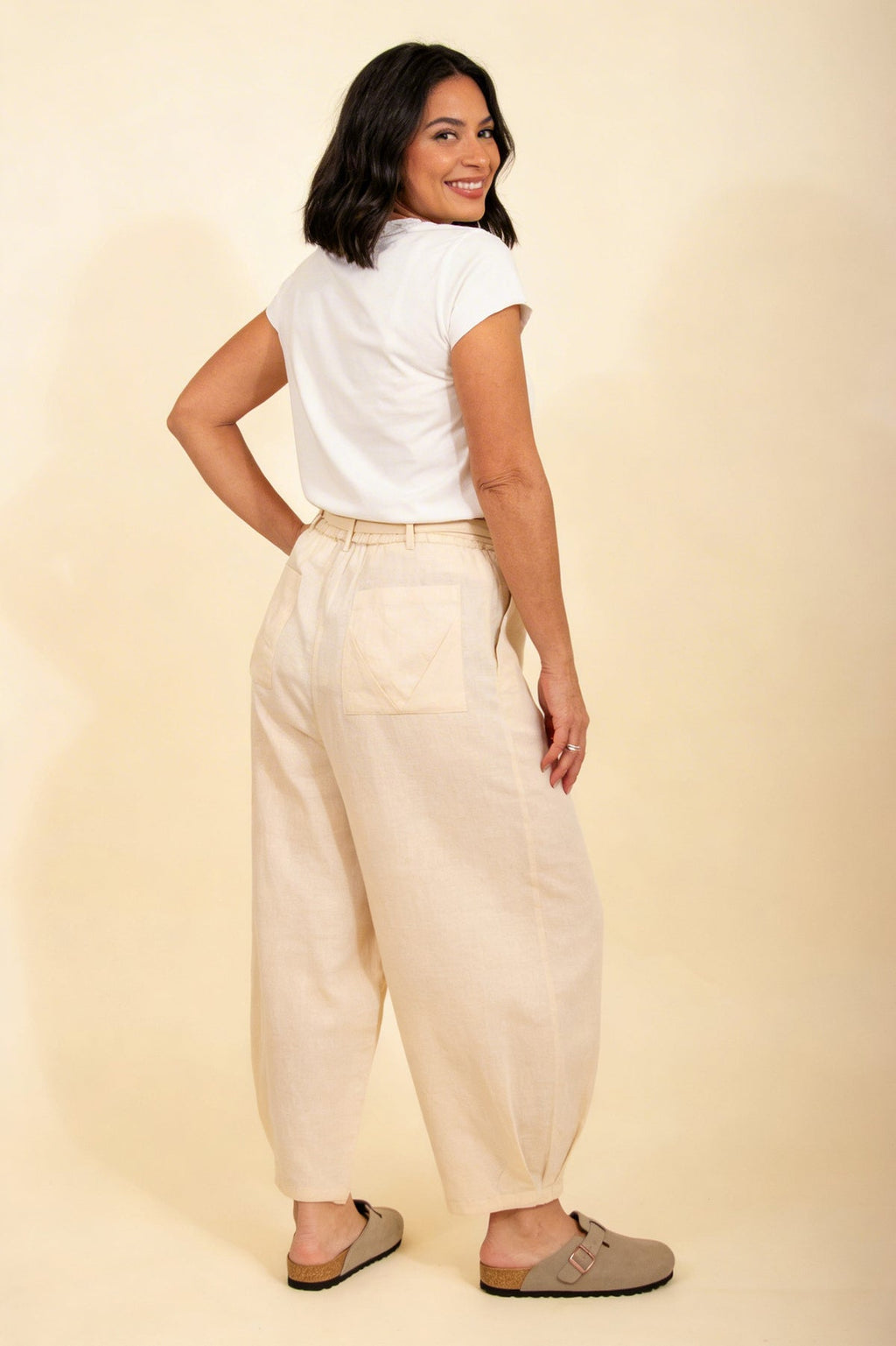 Pretty Vacant Bobbi Trousers in Linen - Sand-Pretty Vacant-White finn