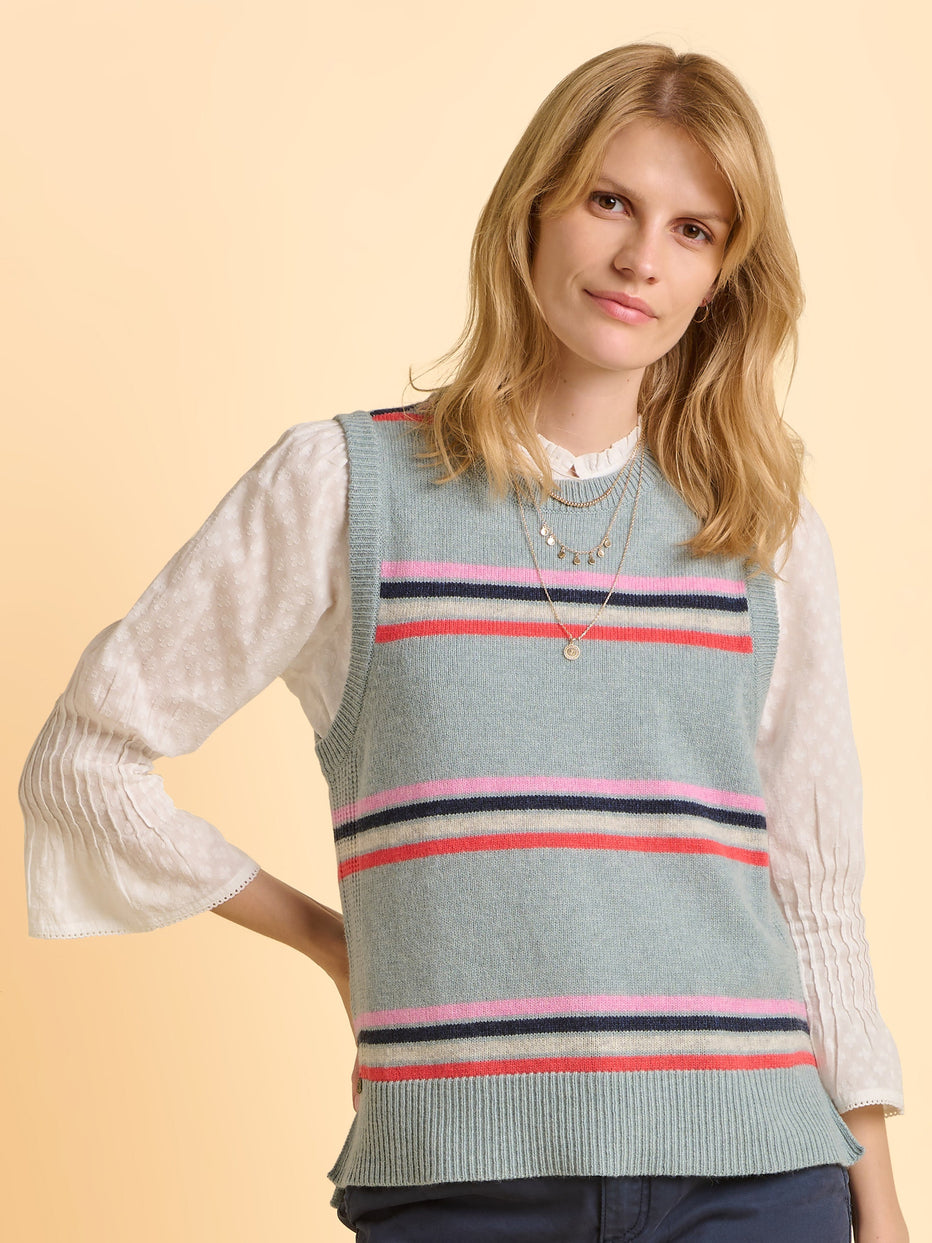 Brakeburn Seafoam Tank-Knitwear-White finn