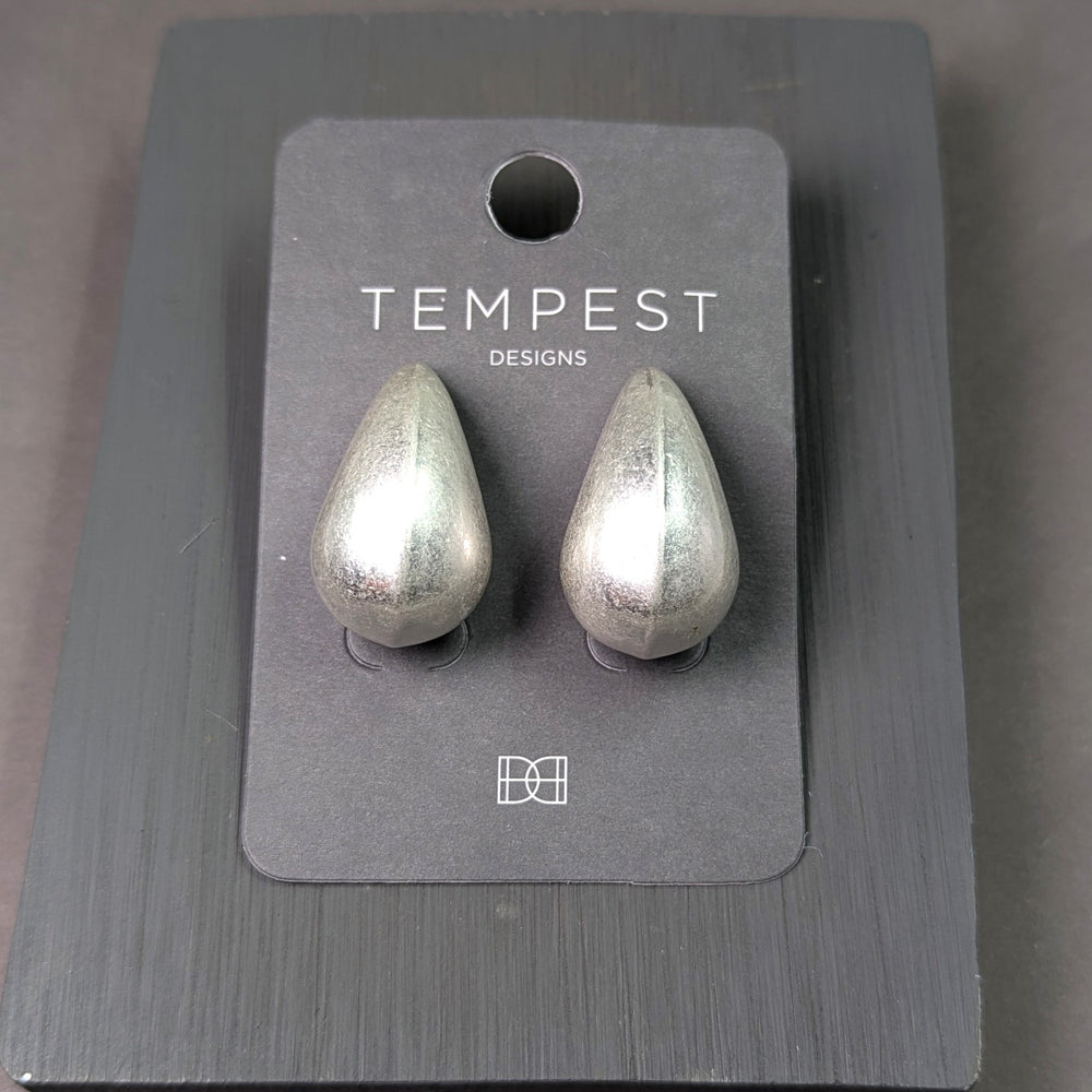 Tempest Organic bulbous drop earrings with burnished plating XG039E WSIL