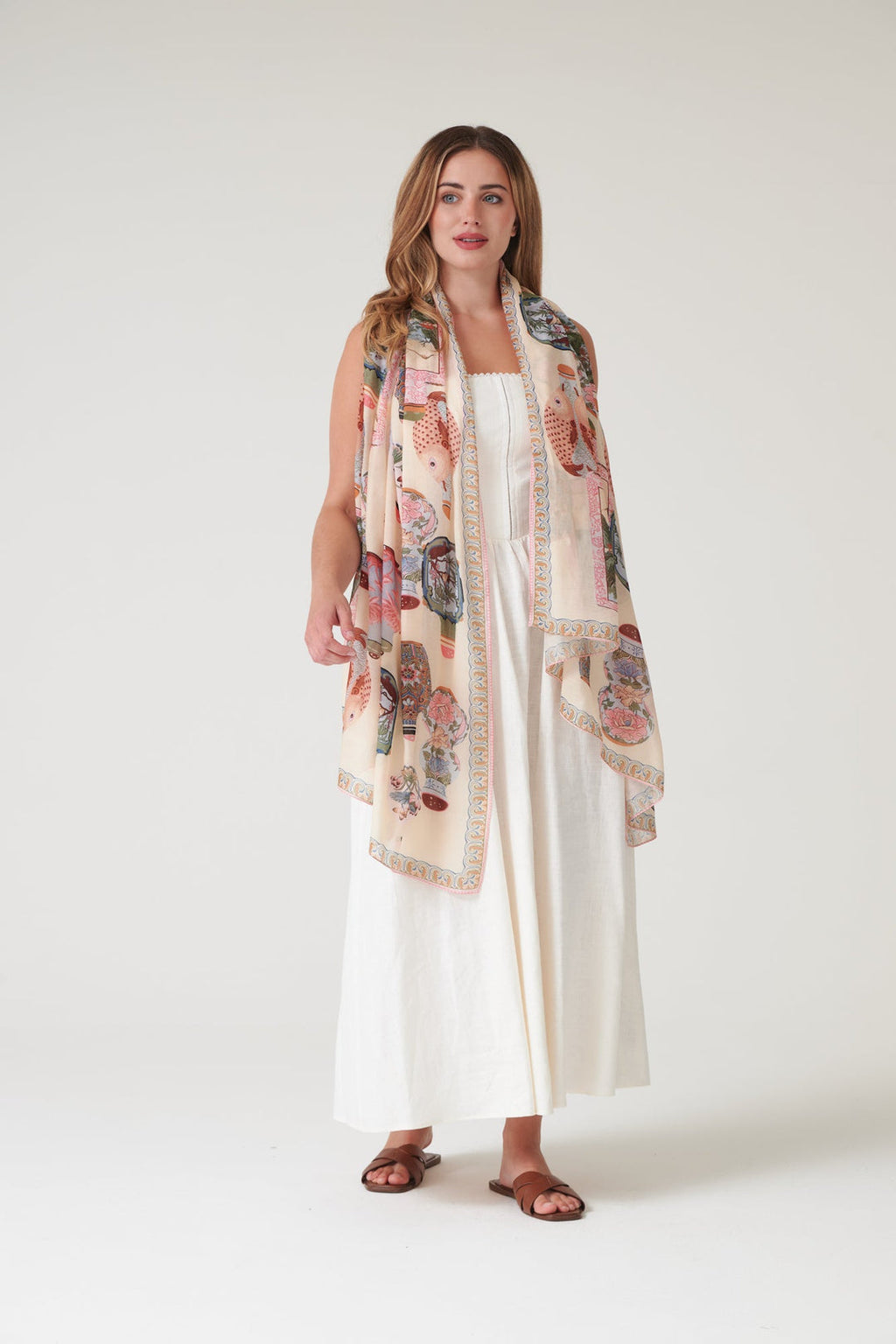 One Hundred Stars Perfume Bottles Blush Scarf-One Hundred Stars-White finn