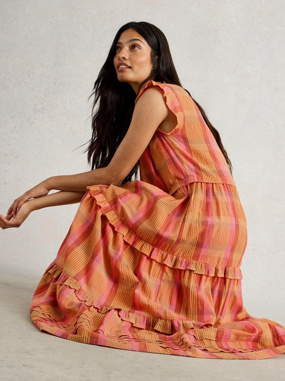 White Stuff Rosie Check Maxi Dress-Dress-White finn