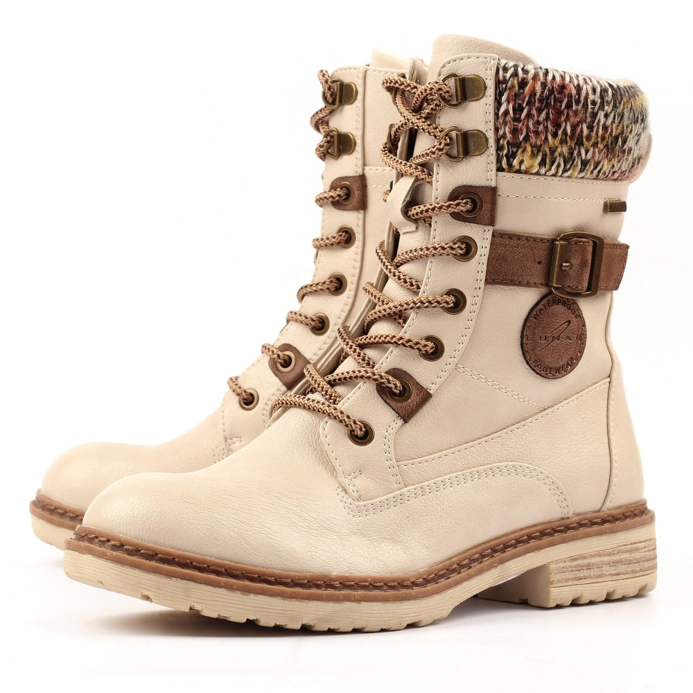 Lunar Annabelle Cream Ankle Boot-Footwear-White finn