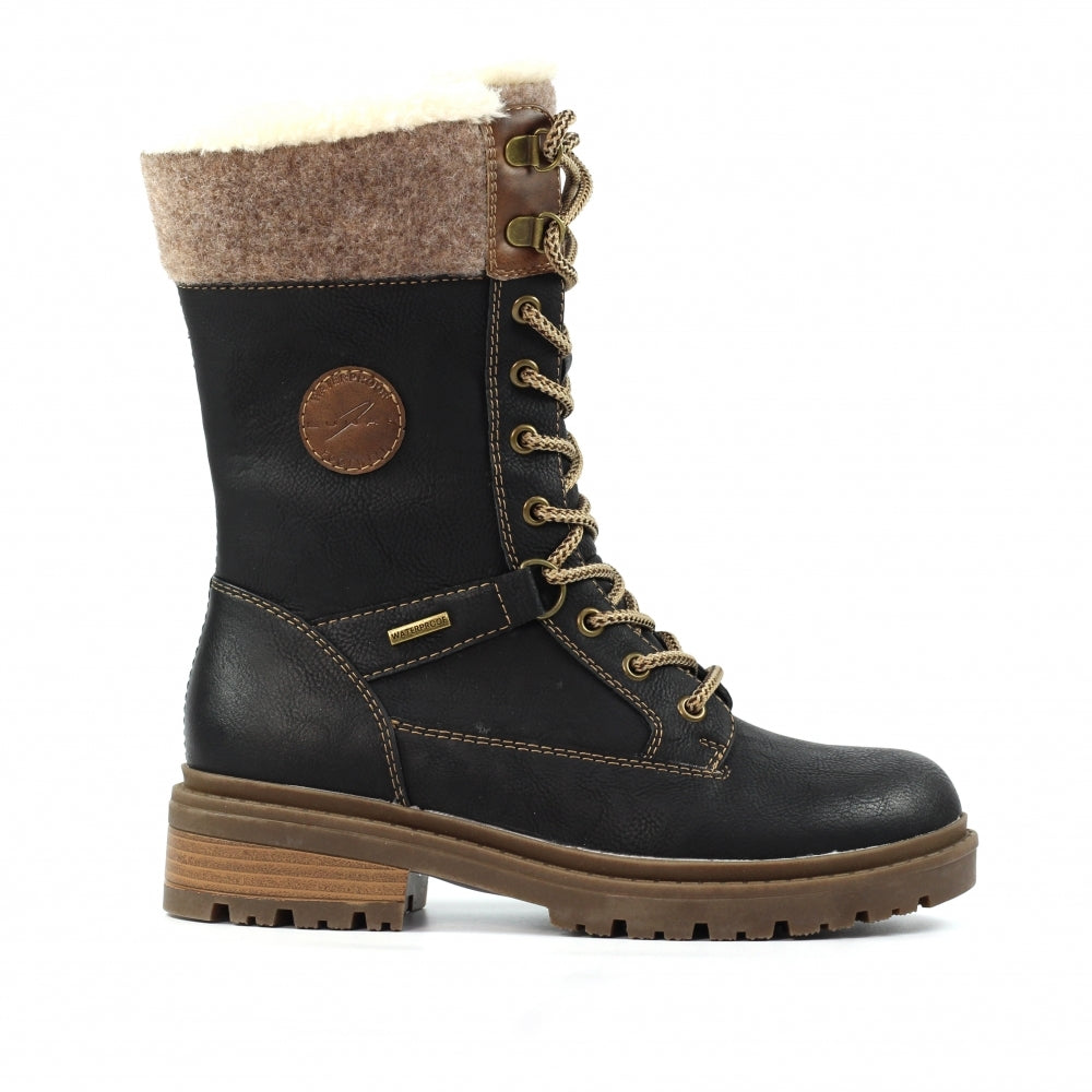 Lunar Cambridge Mid Calf Black Boot-Footwear-White finn