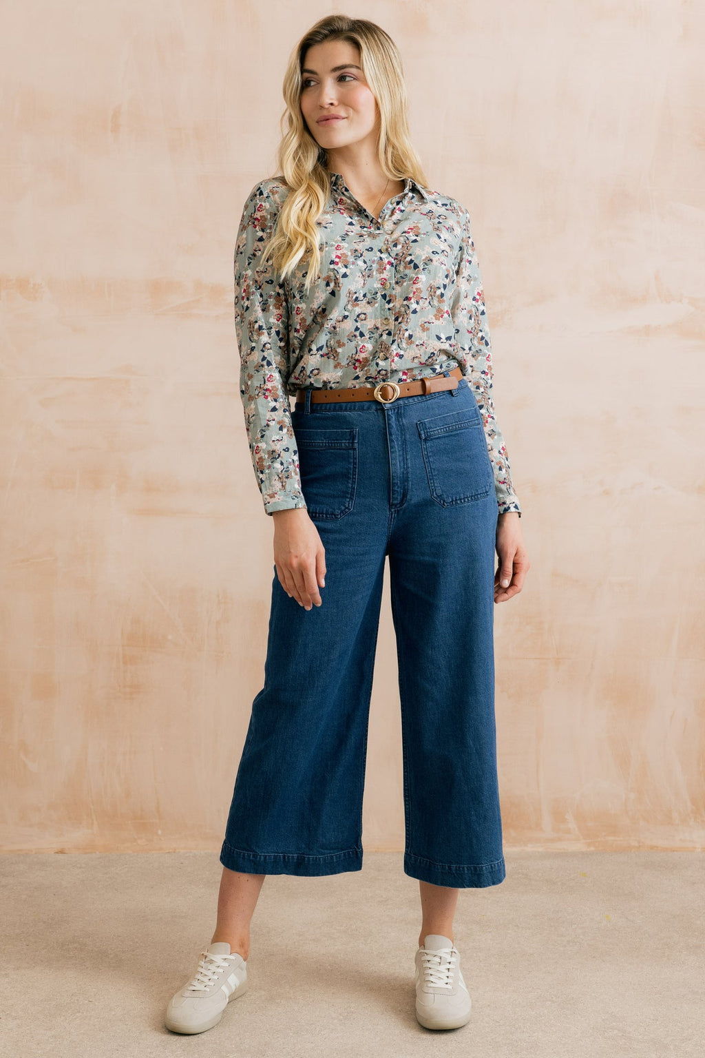 Lily and Me Amelia Denim Cropped Wide Leg Jeans-Lily and Me-White finn