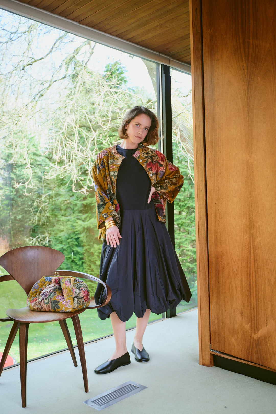 One Hundred Stars Primula Gold Velvet Jacket-Coats & Jackets-White finn