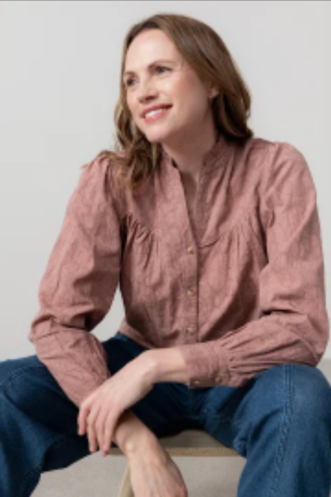 Lily and Me Wayfaring Cotton Jacquard Blouse-White finn