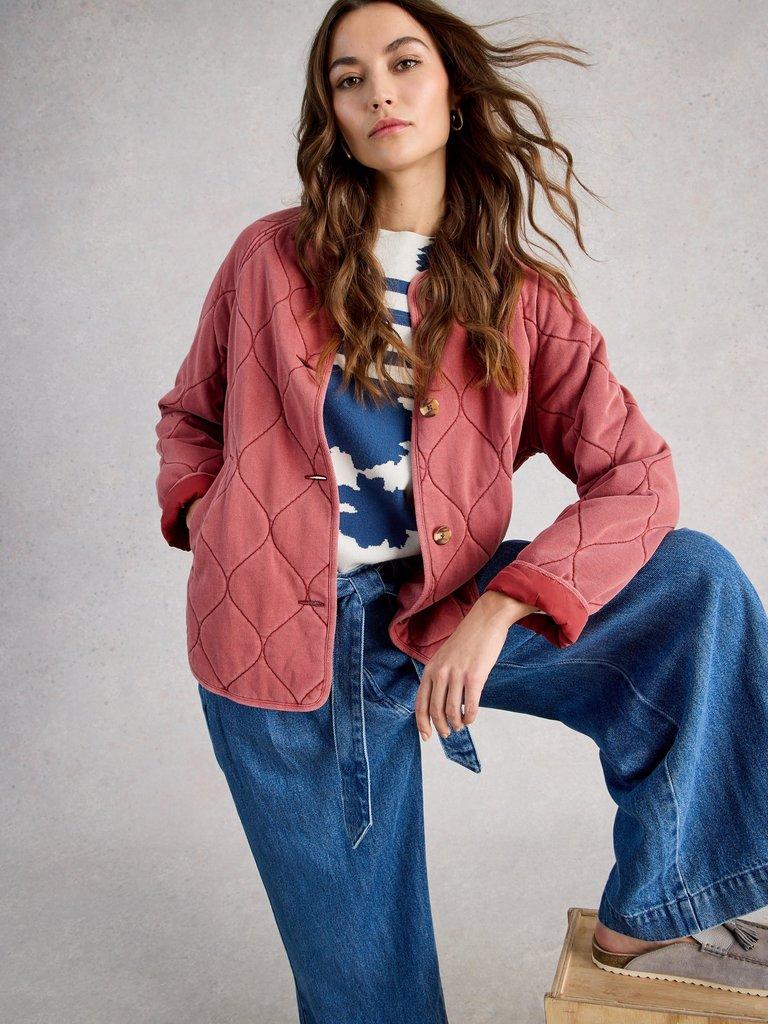 White Stuff Anya Jersey Quilted Jacket-White Stuff-White finn