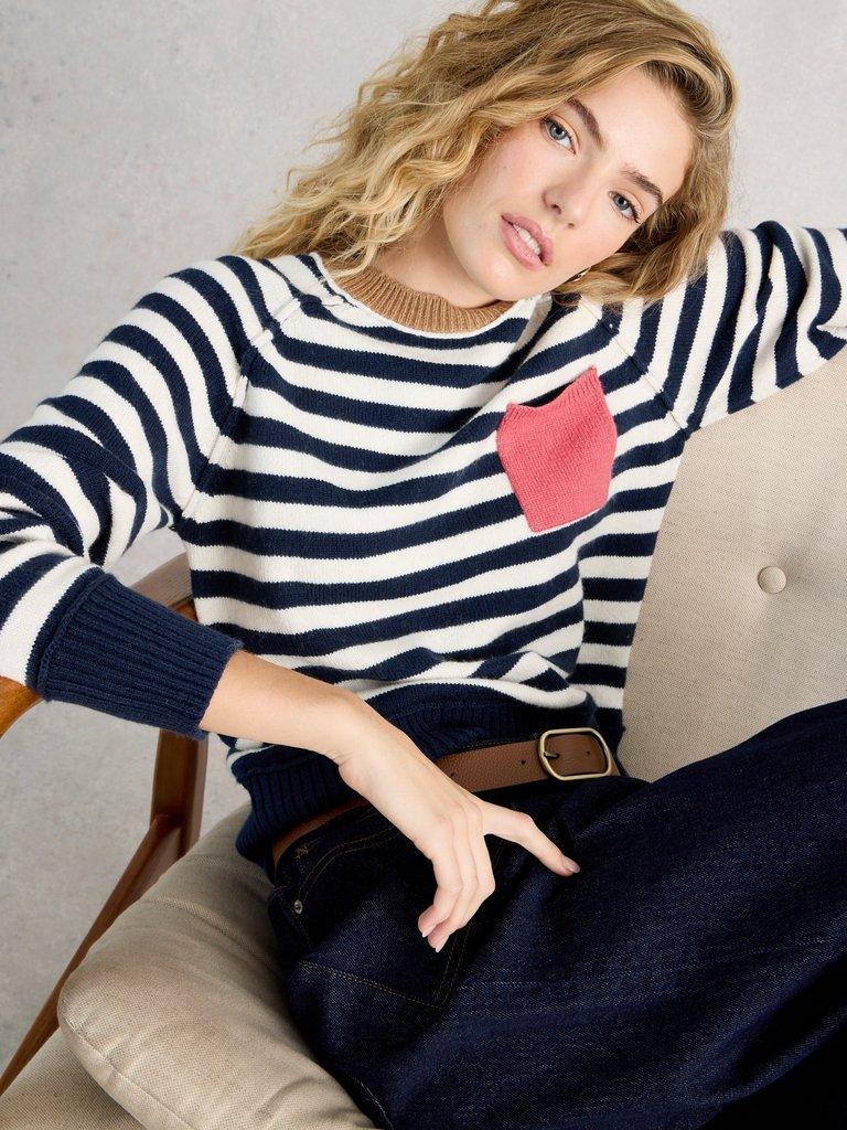 White Stuff BRITNEY STRIPE JUMPER-White Stuff-White finn