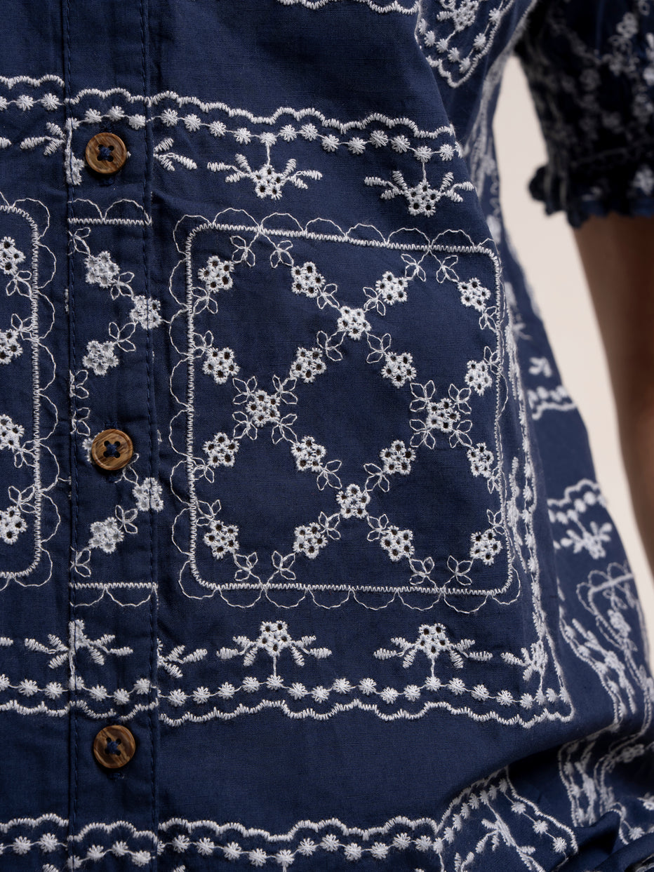 Brakeburn Marine Embroidered Blouse Navy