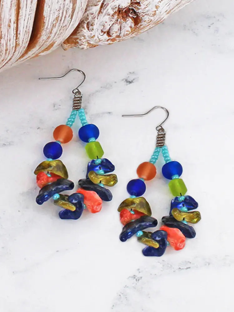 Suzie Blue Shell and Glass Bead Earrings DC6507
