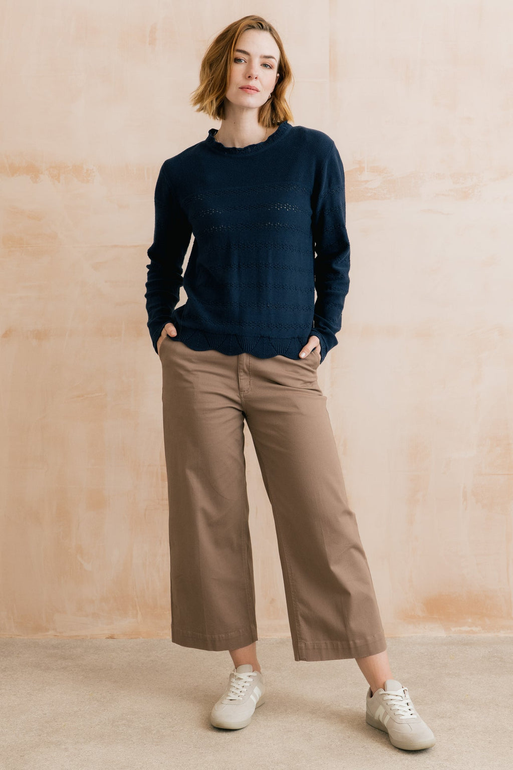 Lily and Me Rosie Pointelle Detail Jumper Navy-Knitwear-10-
