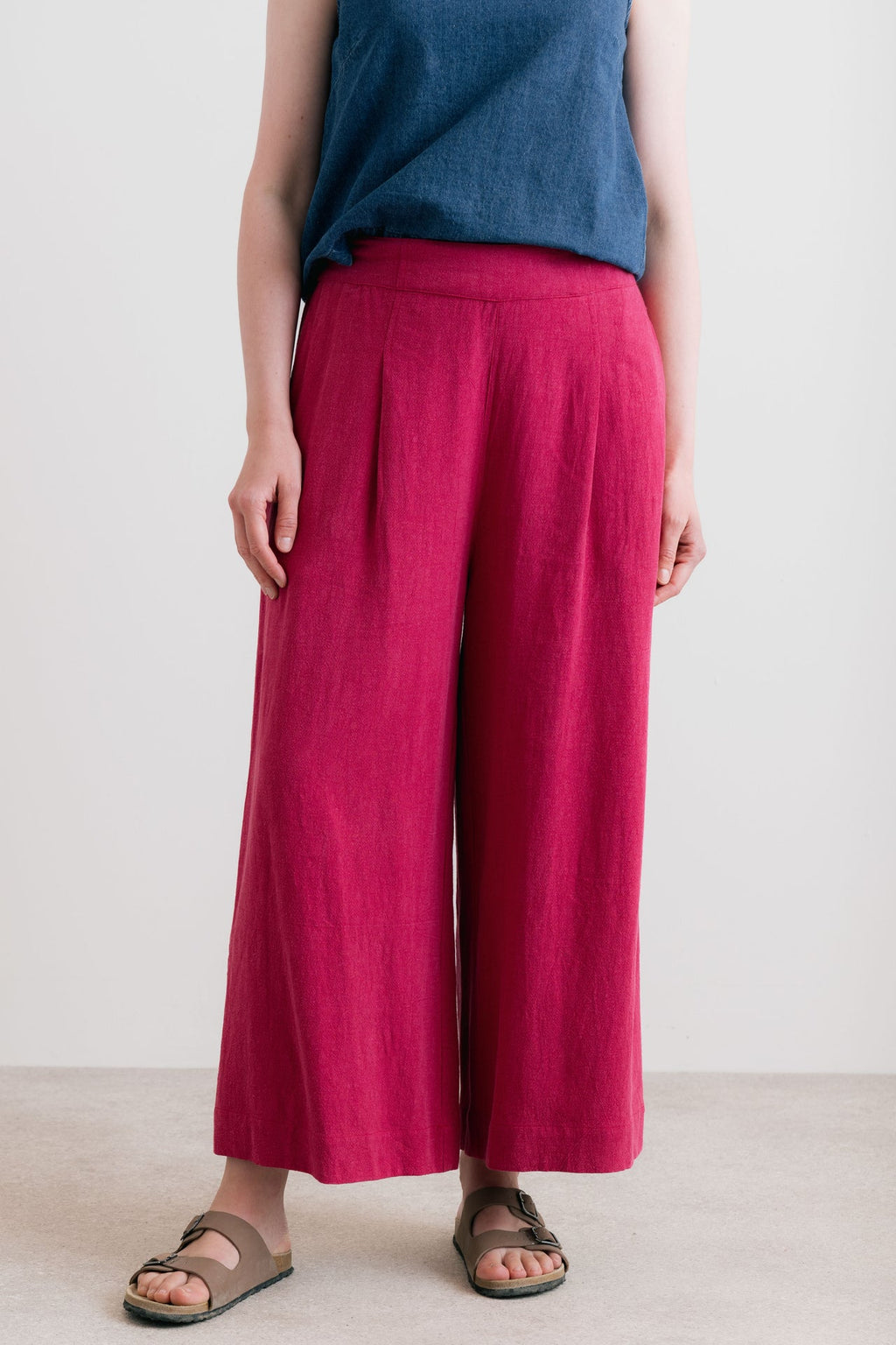 Lily and Me Summer Wide Leg Linen Blend Culottes-Trousers-8-Boysenberry-