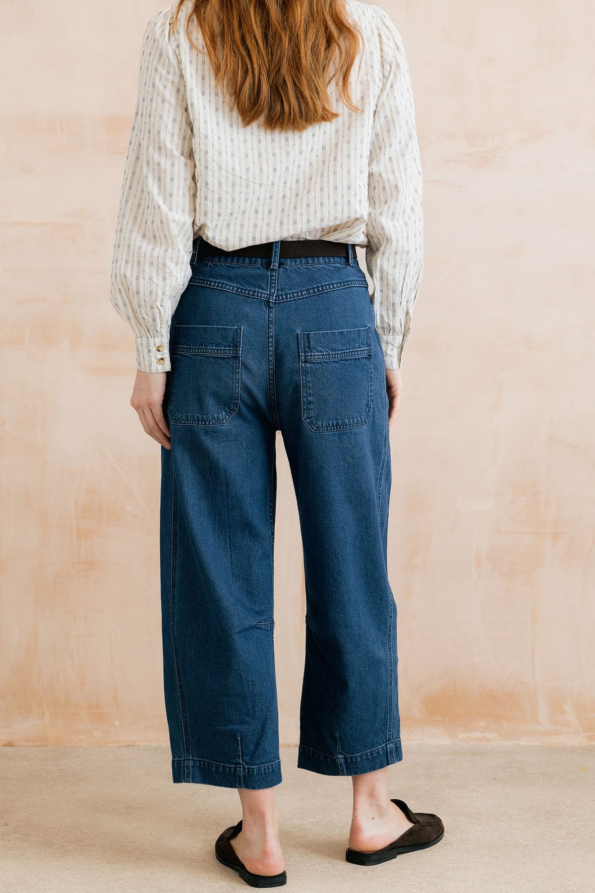 Lily and Me Georgia Barrel Leg Denim Jeans Blue
