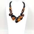 Organic shape beaded statement necklace with caramel accents KW001N