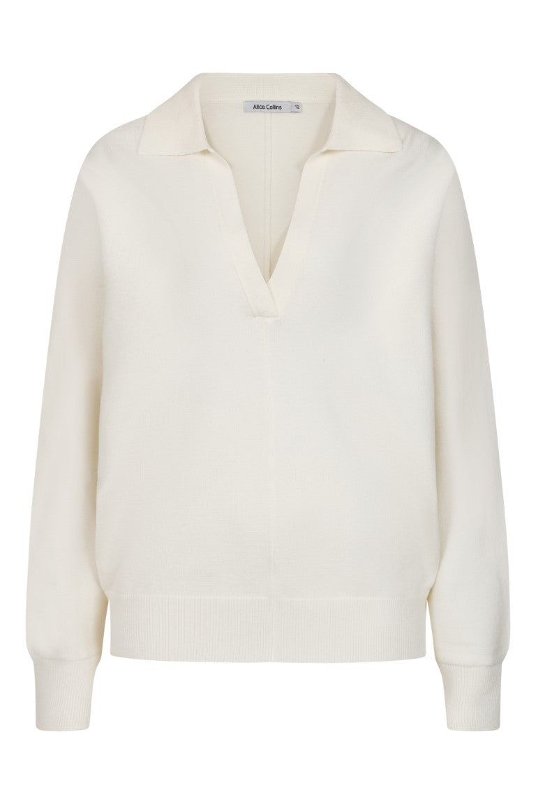 Alice Collins Sasha V Pullover-Jumper-White finn