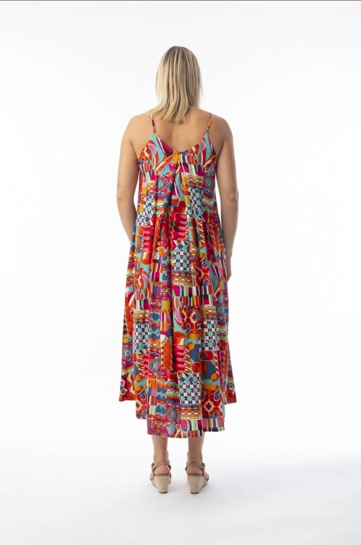 Orientique Peru Print Strappy Dress