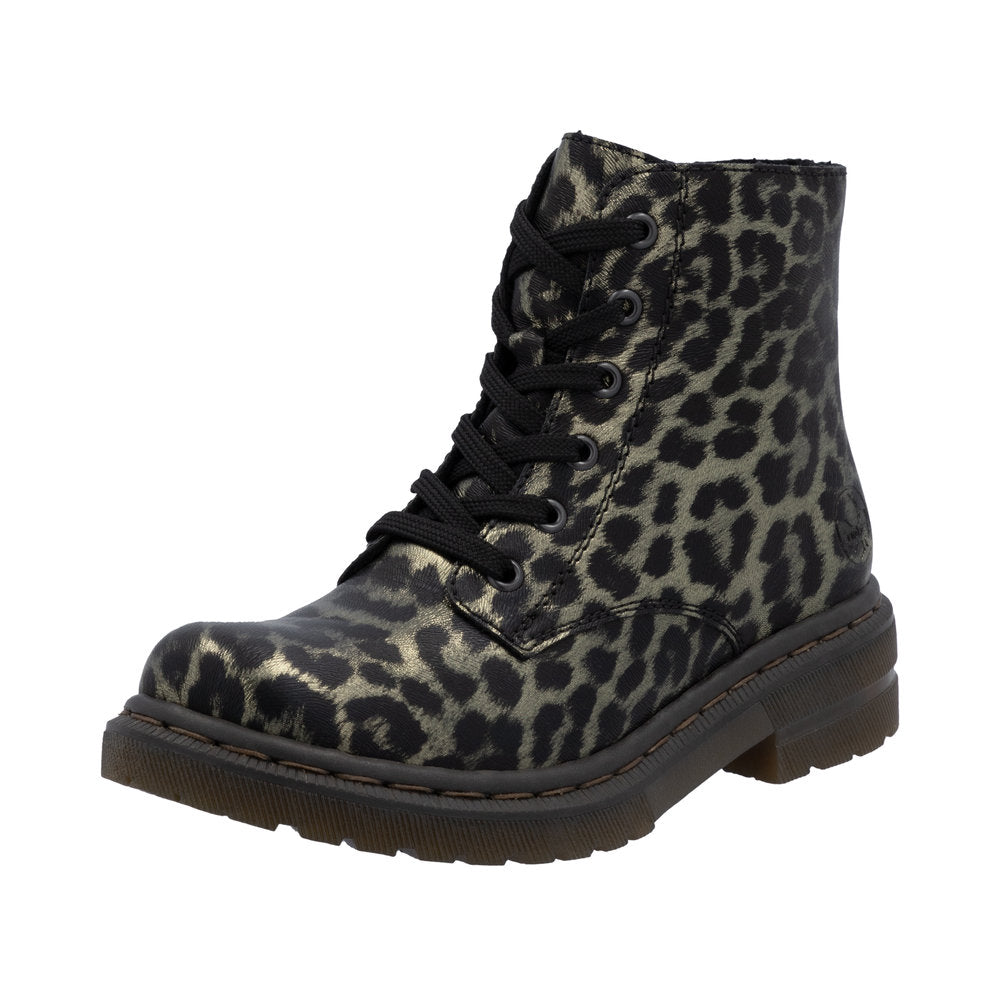 Rieker Animal Print Boot 78240 -00-Footwear-White finn
