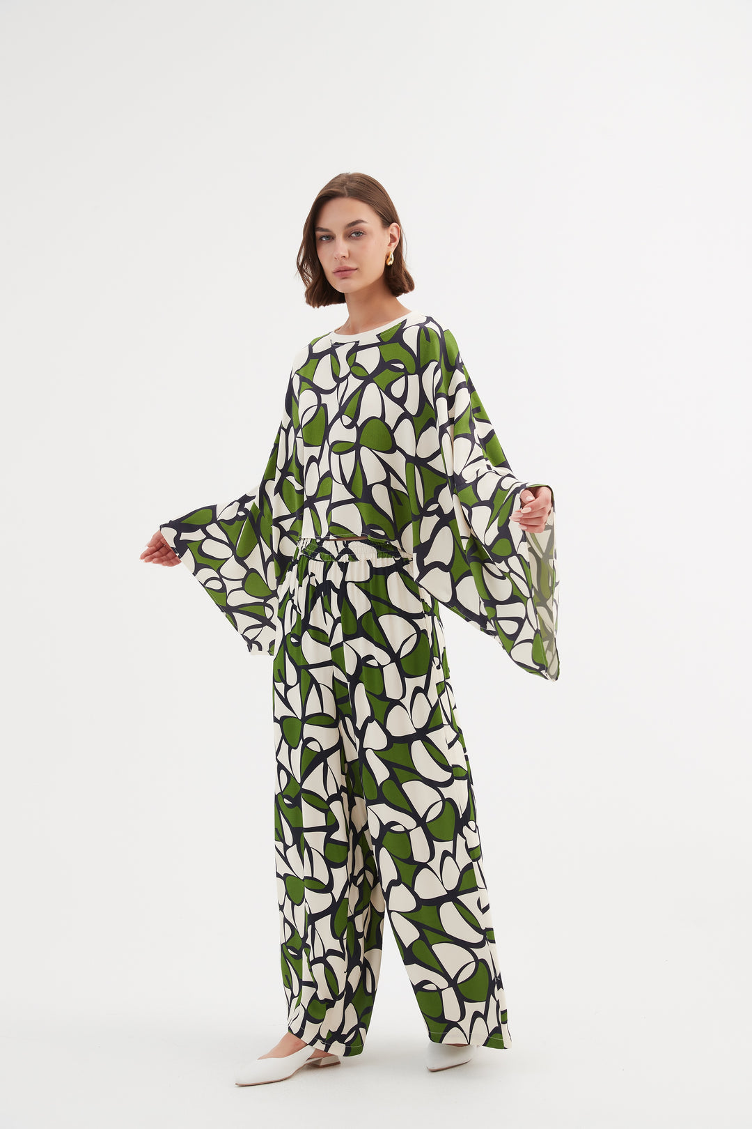 Tirelli Oversized Print Layer2 Top Rayon Green Oasis Prin